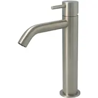 Hotbath Archie - Wastafelmengkraan - zonder Waste - Laag - Geborsteld Nikkel - Opbouw - Roestvrijstaal - V02