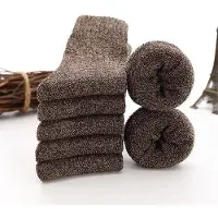 OEM Warme heren sokken, thermisch fleece, geschikt voor de winter, bruin, maat 37-45