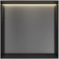 Hotbath &More Inbouwnis - 30 x 30 x 10 cm - Frameless - met LED-verlichting - Geborsteld Gunmetal PVD