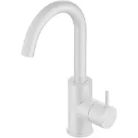Hotbath Cobber - Wastafelmengkraan - zonder Waste - met Draaibare Uitloop - Wit - Opbouw - Messing
