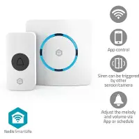 Nedis SmartLife Gong | RF, frequentie 433 MHz / Wi-Fi | Netvoeding | 60 melodieën | 100 - 240 V AC | Instelbaar volume | Wit - WIFIDB11CWT