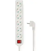 Nedis Stekkerdoos - Randaarde stekker / Type F (CEE 7/7) - 6-wegs - 3.00 m - 3680 W - 16 A - Aan/uit knop - Wit
