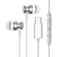 JOYROOM Ear-oordopjes, USB Type C, met afstandsbediening en microfoon, zilver (JR-EC04 Silver)