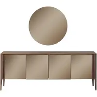 AEA Braune Esszimmer Glas Anrichte Moderner Spiegel Komplettes 2tlg Set