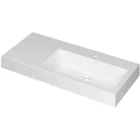 Ink Momento Wastafel Polystone Wasbak Rechts met 1 Kraangat - 1000x450x90 mm - Glans Wit