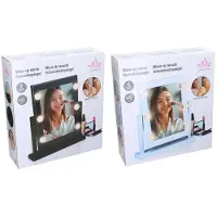 Touch of Beauty Make Up Spiegel - Spiegel met Verlichting - 6 LED Warm of Koud Wit Licht - Spiegel Staand 180 graden Kantelbaar - Make Up Spiegel met LED verlichting - Wit of Zwart Willekeurig