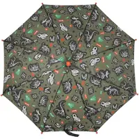 Mountain Warehouse Kinderen Dino Skelet Vouwparaplu (Donkergroen)