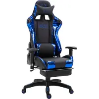 CLP Turbo Bureaustoel - Met voetsteun zwart/blauw Kunstleer (metallic)