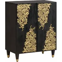 vidaXL Dressoir Zwart 60 x 33 x 75 cm Massief Mango Hout
