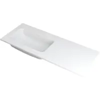 Ink Faktor Wastafel Polystone Links Zonder Kraangat - 1200x450x15 mm - Mat Wit