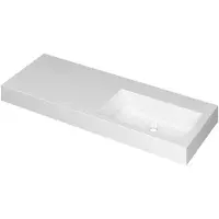 Ink Momento Wastafel Polystone Wasbak Rechts Zonder Kraangat - 1200x450x90 mm - Glans Wit