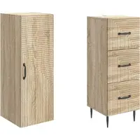 vidaXL Kastenset 2 st 33 x 34,5 x 90 cm Bewerkt hout Sonoma Eiken