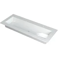 Ink Kraft Wastafel Enkele Bak 2 Kraangaten - 1200x450x10 mm - Glans Wit