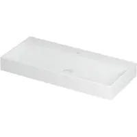 Ink United Wastafel Porselein met 1 Kraangat incl. Porseleinen Click Plug en Verborgen Overloop Systeem - 1000x450x110 mm - Mat Wit