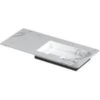 Ink Post Wastafel Keramische Slab Envelop Bak Rechts met 1 Kraangat - 1000x450x10 mm - Statuario Glans