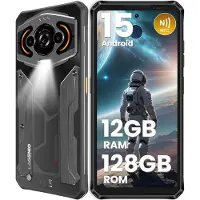 Lagenio Panther 1, zwarte, robuuste smartphone voor buitengebruik, geschikt voor bouwplaatsen, 6,7 inch scherm, 120Hz, 5150mAh batterij, IP68 waterdicht, GPS, NFC, OTG, 13MP camera, lange batterijduur