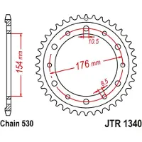 JT Sprockets 530 Jtr1340.44zbk Steel Achtertandwiel