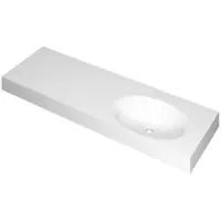 Ink Smooth Wastafel Polystone Rechts Zonder Kraangat - 1400x450x90 mm - Glans Wit
