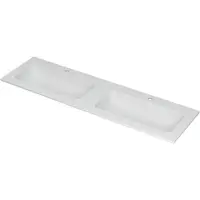 Ink Aspekt Wastafel Porselein Dubbel met 2 Kraangaten - 1600x450x15 mm - Mat Wit