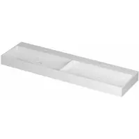 Ink United Wastafel Porselein Dubbel met 2 Kraangaten incl. Porseleinen Click Plug en Verborgen Overloop Systeem - 1600x450x110 mm - Glans Wit