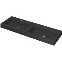 Ink Momento Wastafel Quartz Dubbel met 2 Kraangaten - 1400x450x90 mm - Quartz Zwart