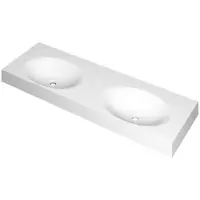 Ink Smooth Wastafel Polystone Dubbel Zonder Kraangaten - 1400x450x90 mm - Mat Wit
