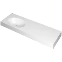 Ink Smooth Wastafel Polystone Links Zonder Kraangat - 1400x450x90 mm - Glans Wit