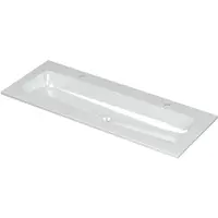 Ink Aspekt Wastafel Porselein Centraal met 2 Kraangaten - 1200x450x15 mm - Glans Wit