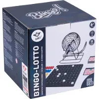 Longfield Bingo/Lottomolen – 1-90 – Zwart Metaal – Ø 13,5 cm – Bingospel Set – Inclusief Ballen, Kaarten en Fiches – Klassiek Lottospel voor Thuis – Engelhart