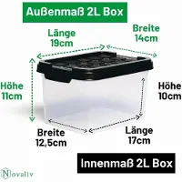 Novaliv 4x opbergdozen met deksel klein 2 L antraciet Nestbare stapelbare kunststof dozen met clipsluiting Kunststof BPA-vrij 19 x 14 x 11 cm