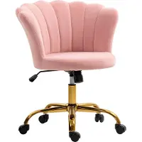 HOMCOM -Bureaustoel-69x64x90cm-Fluwelen (100% polyester)-Roze