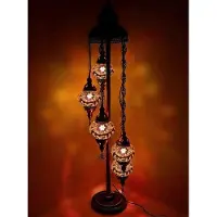 Halay Turkse Lamp - Vloerlamp - Mozaïek Lamp - Bruin - 5 bollen - Handgemaakt en Authentiek