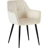 CLP Emia Eetkamerstoel - Met armleuning - Velvet - creme Fluweel