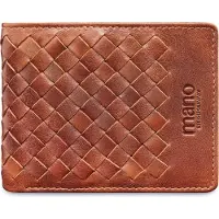 Mano Leren Portemonnee Don Luca Mini Coin Wallet with Flap Cognac Bruine