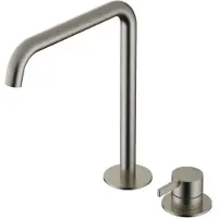 Hotbath Ace - Wastafelmengkraan - zonder Waste - Hoog - Geborsteld Nikkel - Opbouw - Messing - V02