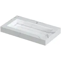 Ink Pitch Wastafel Keramische Slab Bak met Drain en Front en Side Skirts 1 Kraangat - 800x450x90 mm - Statuario Glans
