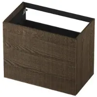 Ink Onderkast 80x45cm - Push To Open - 2 Lades - Verticaal Gefreesd - Massief Eiken Charcoal - Badkamermeubels, Wastafelonderkasten - 8718835133917