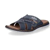 Rieker heren sandalen/slipper met leren binnenzool, model 25199, maat: 45 EU, kleur: blauw