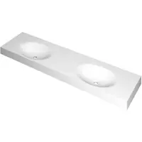Ink Smooth Wastafel Polystone Dubbel Zonder Kraangaten - 1800x450x90 mm - Mat Wit