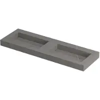 Ink Pitch Wastafel Keramische Slab Bak Dubbel met Drain en Front en Side Skirts Zonder Kraangaten - 1400x450x90 mm - Armani Grey Mat