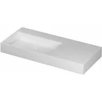Ink United Wastafel Porselein Links Zonder Kraangat incl. Porseleinen Click Plug en Verborgen Overloop Systeem - 1000x450x110 mm - Mat Wit