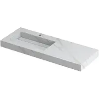 Ink Pitch Wastafel Keramische Slab Links met Drain en Front en Side Skirts 1 Kraangat - 1200x450x90 mm - Calacatta Mat