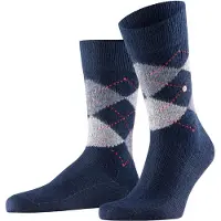 Burlington Preston gedessineerd materiaal sokken heren blauw - maat 40-46