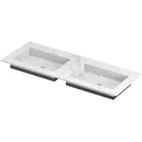 Ink Post Wastafel Keramische Slab Envelop Bak Dubbel Zonder Kraangaten - 1200x450x10 mm - Calacatta Mat
