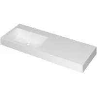Ink Momento Wastafel Polystone Wasbak Links Zonder Kraangat - 1200x450x90 mm - Glans Wit