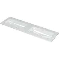 Ink Aspekt Wastafel Porselein Dubbel met 2 Kraangaten - 1600x450x15 mm - Glans Wit