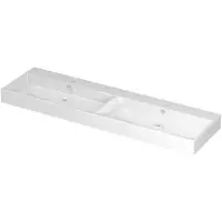 Ink Unlimited Wastafel Porselein Dubbel met 2 Kraangaten - 1600x450x110 mm - Glans Wit
