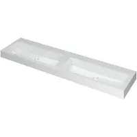 Ink Momento Wastafel Polystone Dubbel Zonder Kraangaten - 1800x450x90 mm - Mat Wit