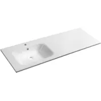 Hak Areca Cultured Marble Wastafel 141x51,5cm, links, wit