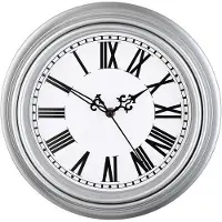 OEM Zilveren retro wandklok, 10 inch, geluidsloos